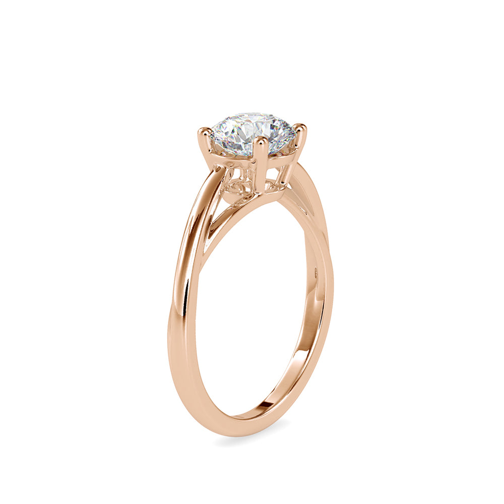 SKU: 0199 (18K) Four-Prong Twisted-Band Solitaire Engagment Ring in Rose Gold.