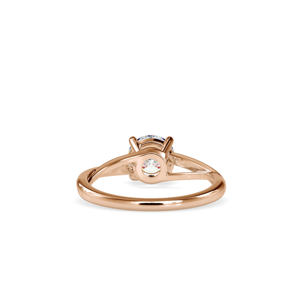SKU: 0199 (10K) Four-Prong Twisted-Band Solitaire Engagment Ring in Rose Gold.