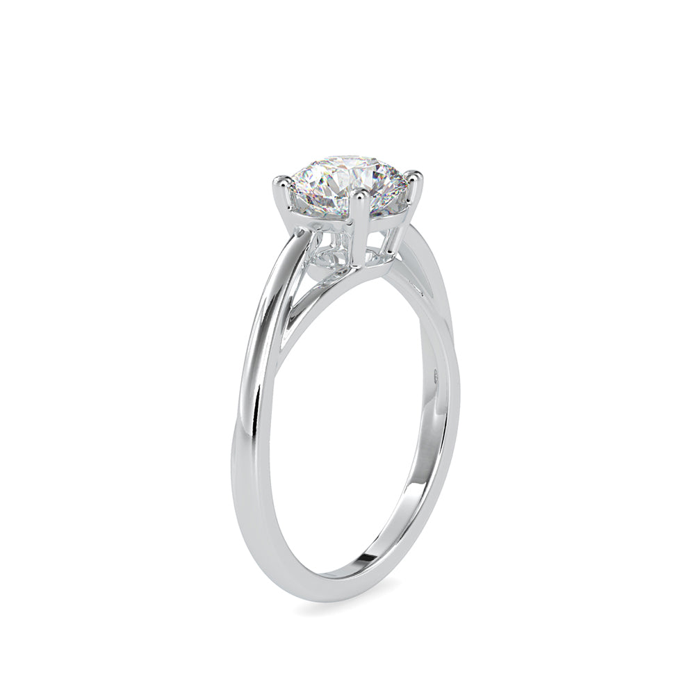 SKU: 0199 (10K) Four-Prong Twisted-Band Solitaire Engagment Ring in Rose Gold.