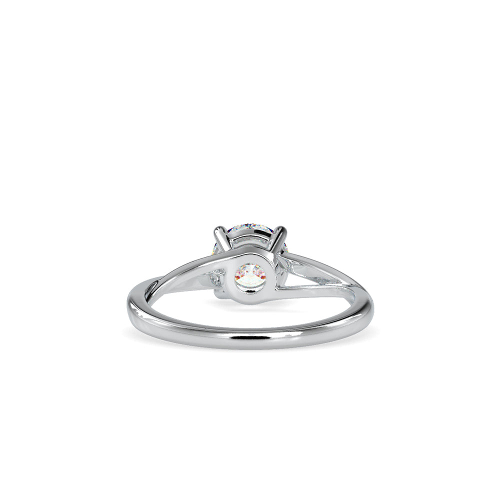 SKU: 0199 (10K) Four-Prong Twisted-Band Solitaire Engagment Ring in Rose Gold.