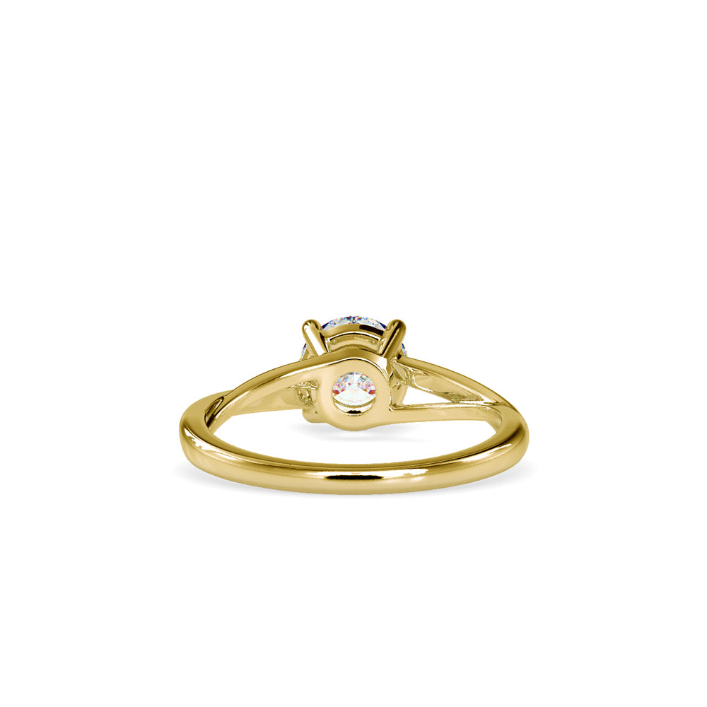 SKU: 0199 (10K) Four-Prong Twisted-Band Solitaire Engagment Ring in Rose Gold.
