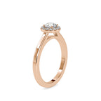 SKU: 0200 (14K) Round-cut Sparkle Halo Engagment Ring in Rose Gold.
