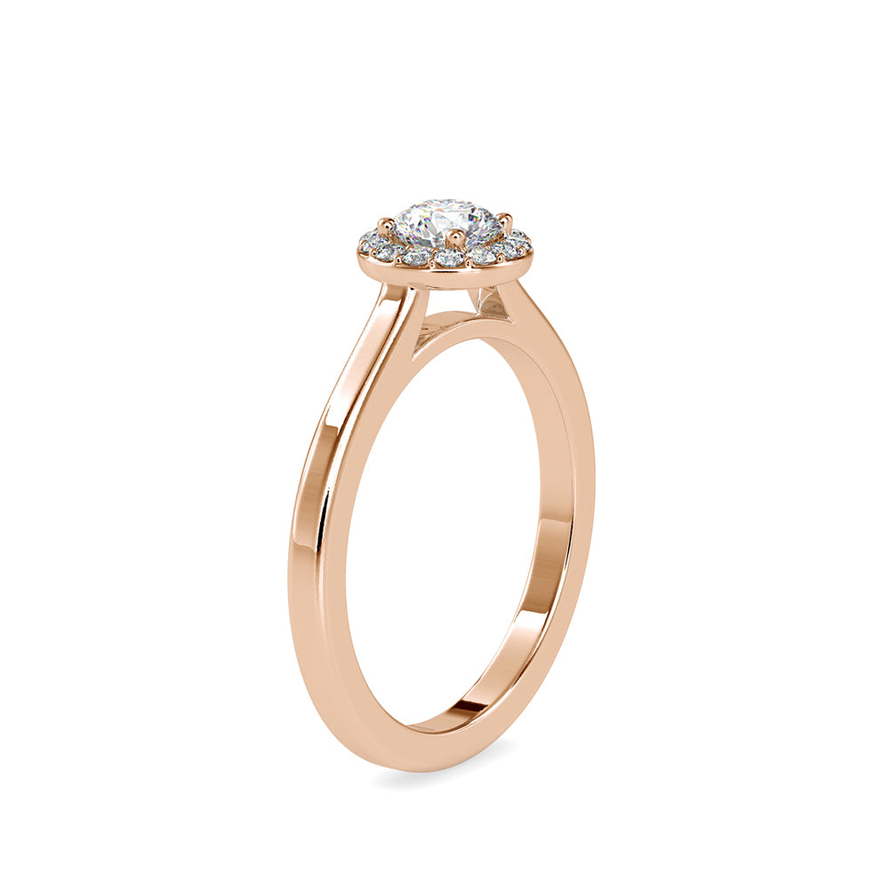 SKU: 0200 (22K) Round-cut Sparkle Halo Engagment Ring in Rose Gold.