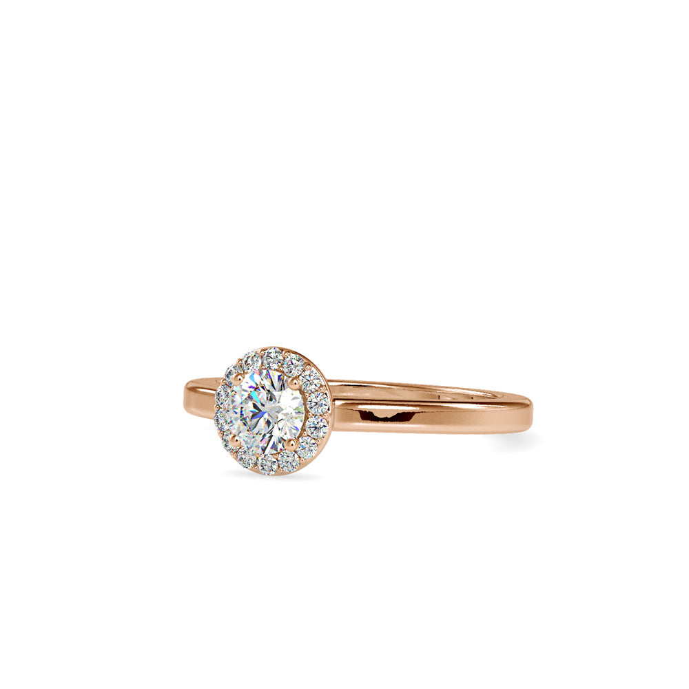 SKU: 0200 (22K) Round-cut Sparkle Halo Engagment Ring in Rose Gold.
