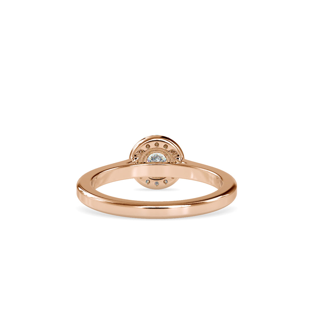 SKU: 0200 (14K) Round-cut Sparkle Halo Engagment Ring in Rose Gold.
