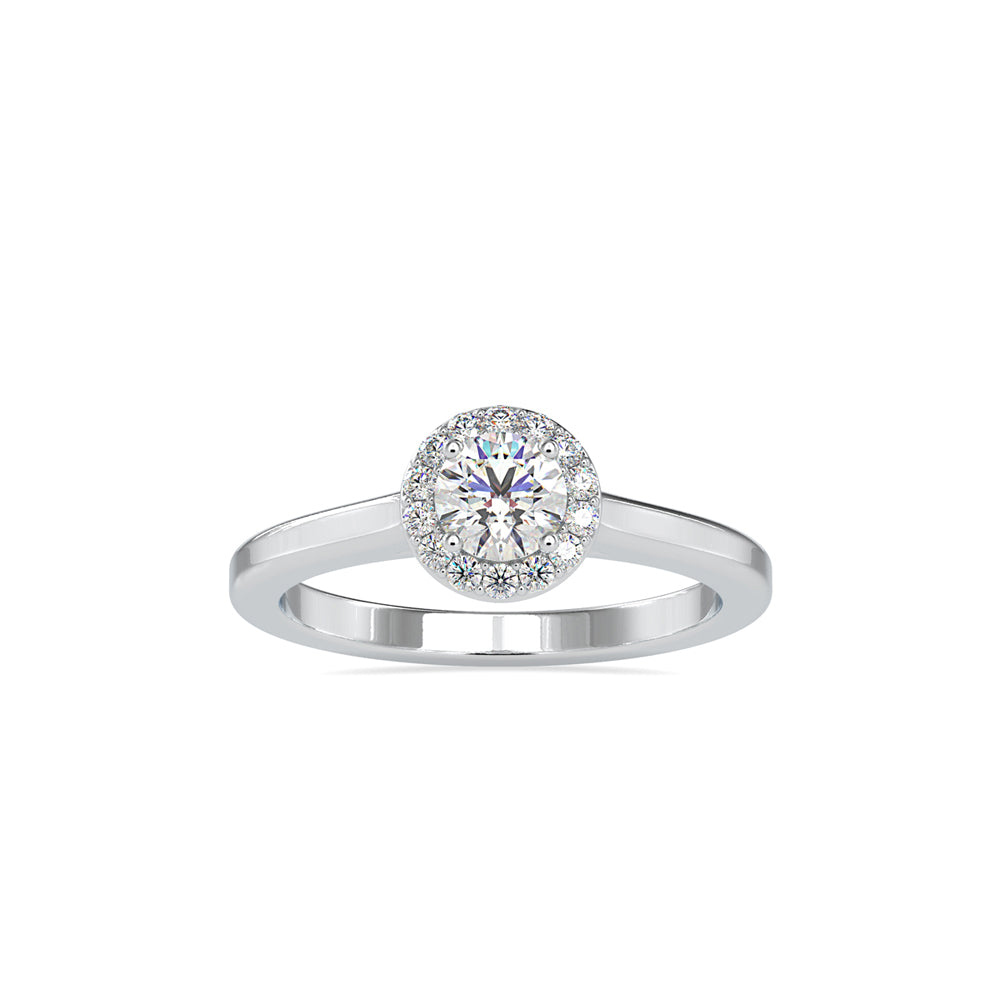SKU: 0200 (14K) Round-cut Sparkle Halo Engagment Ring in Rose Gold.
