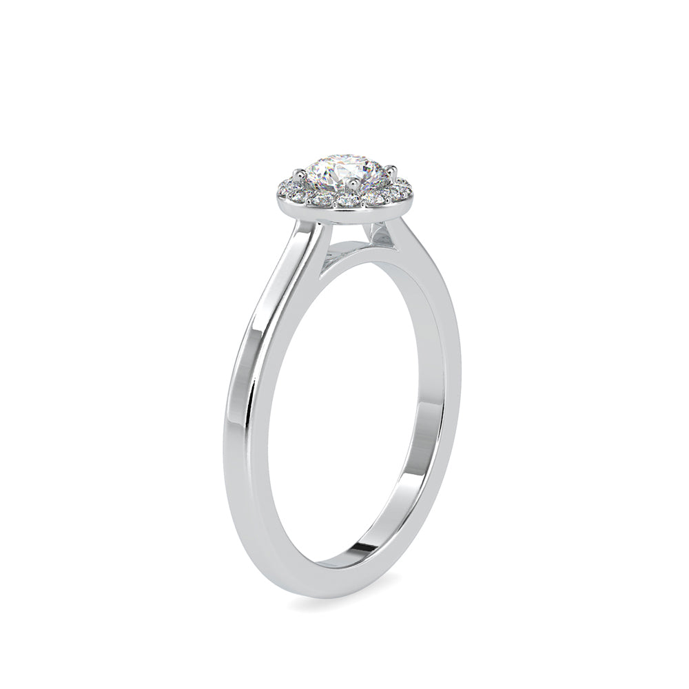 SKU: 0200 (18K) Round-cut Sparkle Halo Engagment Ring in Rose Gold.