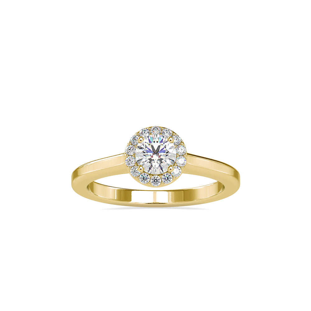SKU: 0200 (22K) Round-cut Sparkle Halo Engagment Ring in Rose Gold.