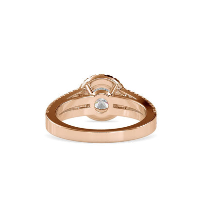 Round Halo Split Shank Engagement Ring