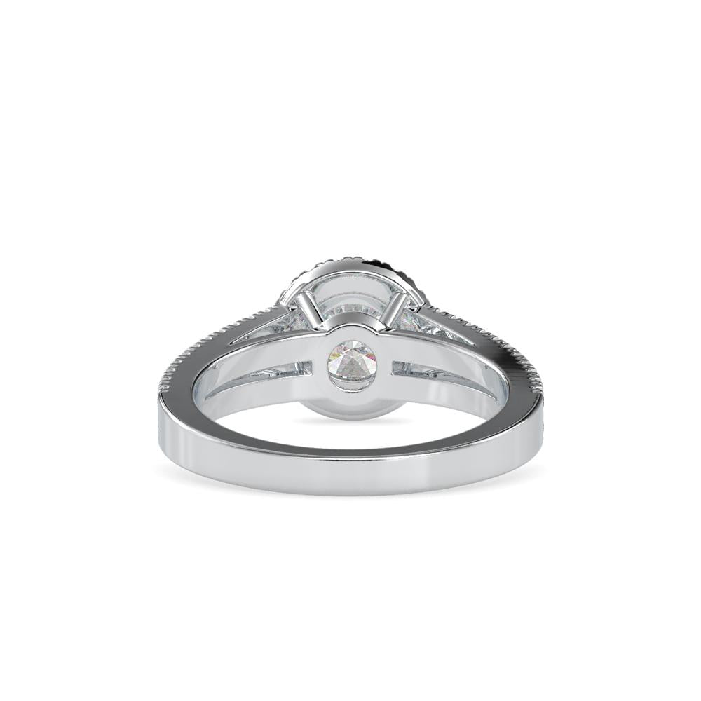 Round Halo Split Shank Engagement Ring