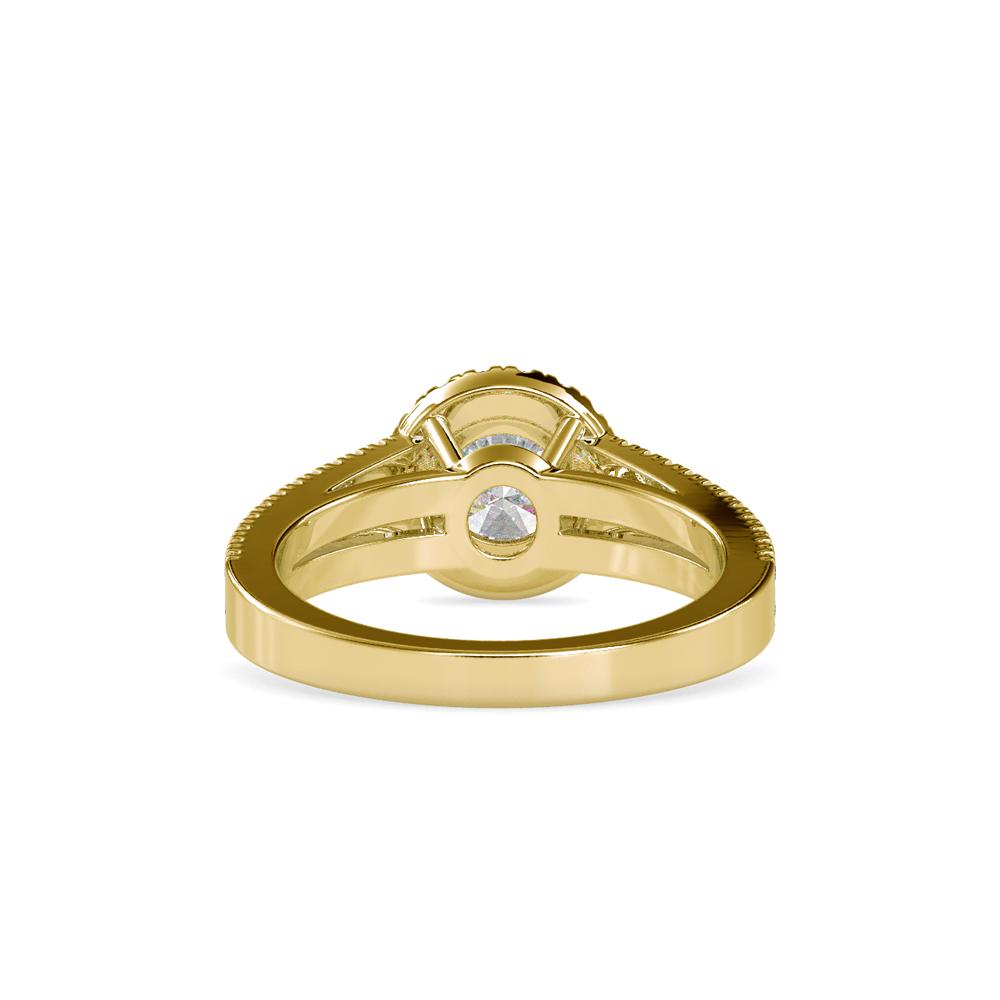Round Halo Split Shank Engagement Ring