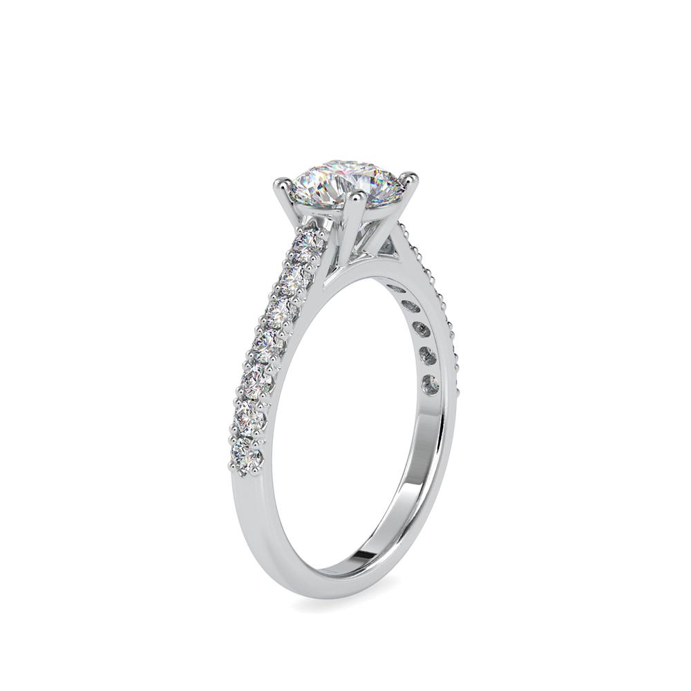 Petite 4 Prong French Pave Diamond Engagement Ring