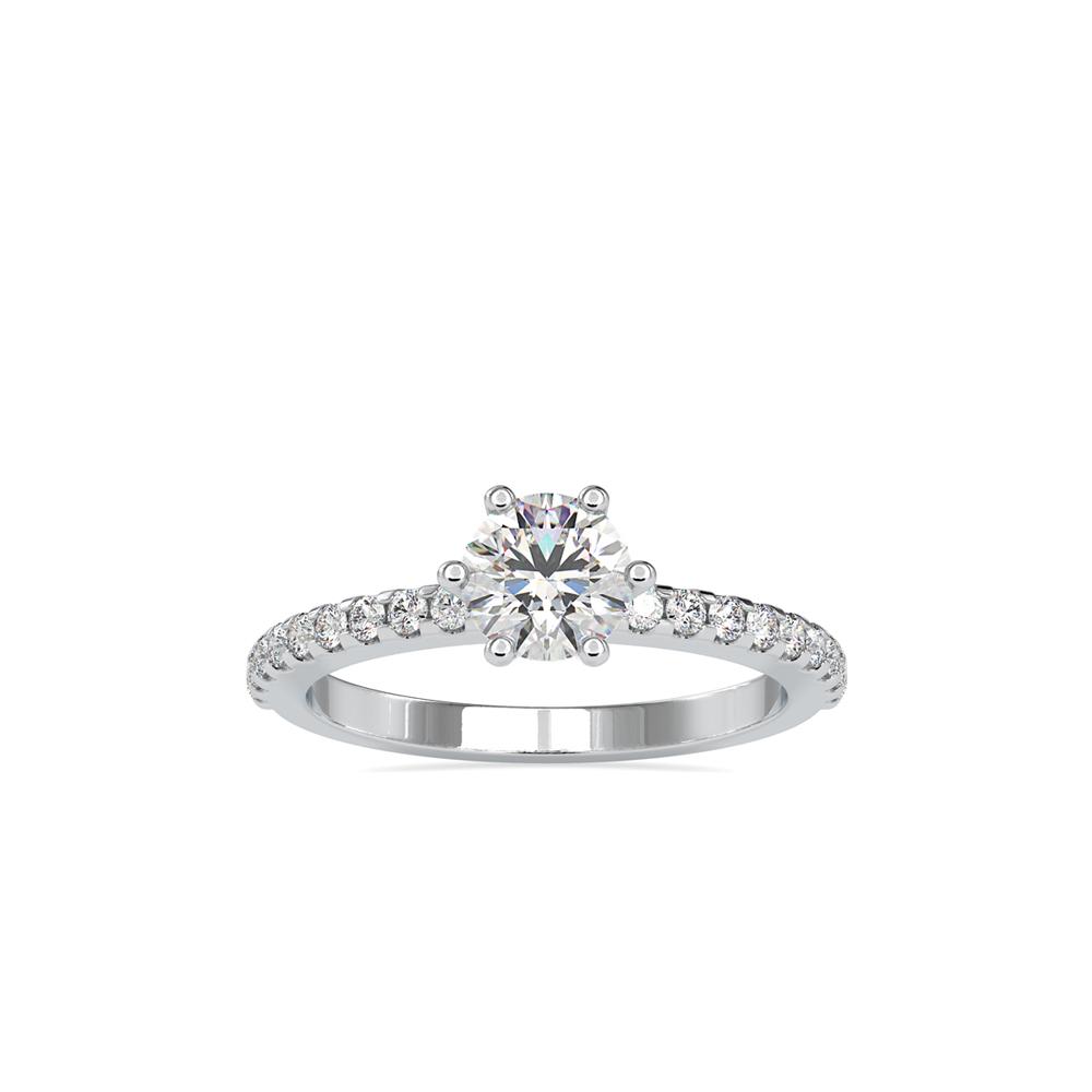 Petite 6 Prong Riviera Pave Diamond Engagement Ring