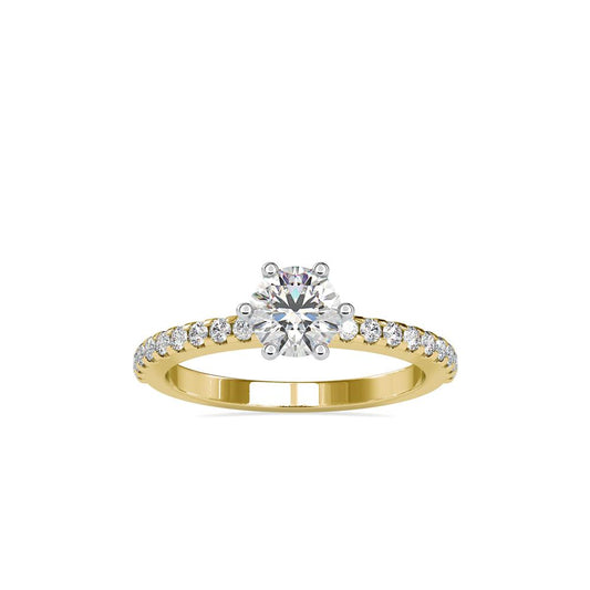 Petite 6 Prong Riviera Pave Diamond Engagement Ring