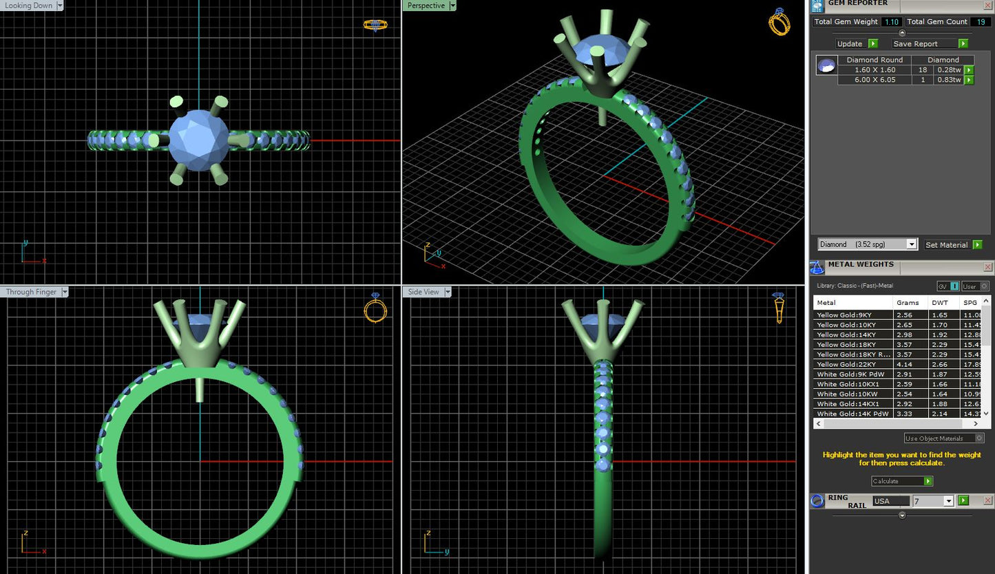 Petite 6 Prong Riviera Pave Diamond Engagement Ring