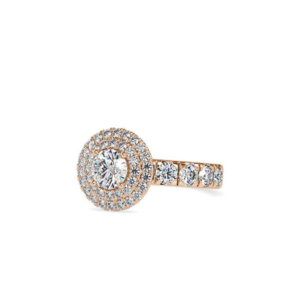 Vintage Round Duet Halo Engagement Ring