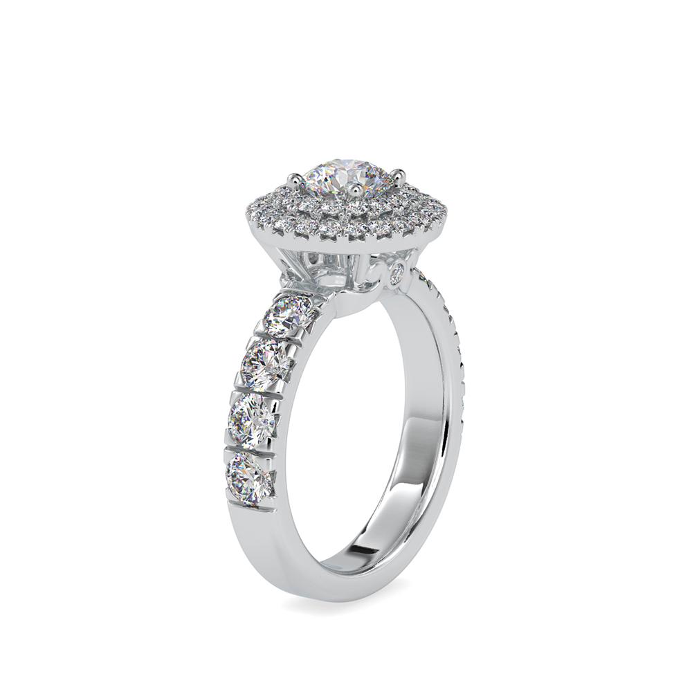 Vintage Round Duet Halo Engagement Ring