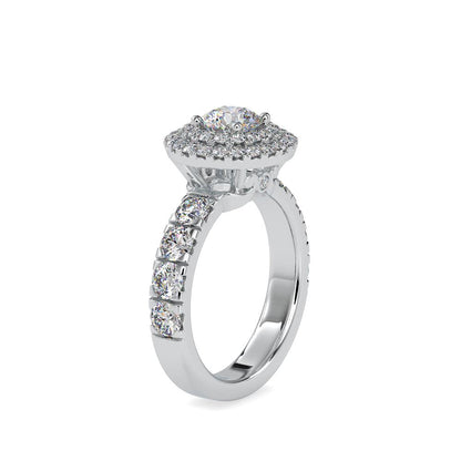 Vintage Round Duet Halo Engagement Ring