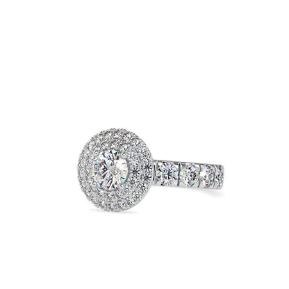 Vintage Round Duet Halo Engagement Ring