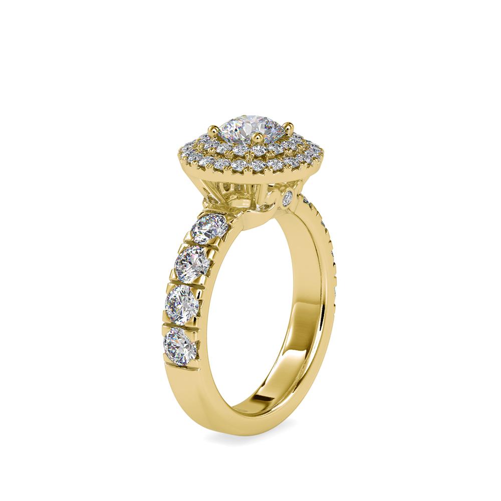 Vintage Round Duet Halo Engagement Ring
