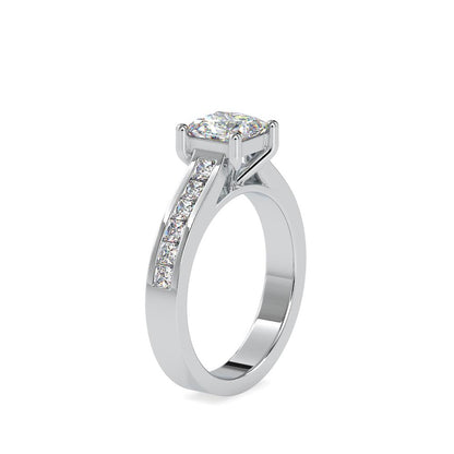Princess 4 Prong Channel Set Diamond Engagement Ring