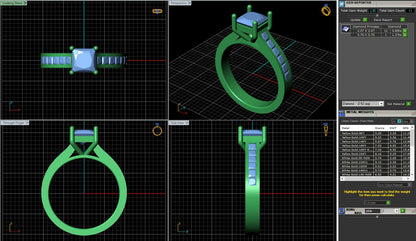 Princess 4 Prong Channel Set Diamond Engagement Ring