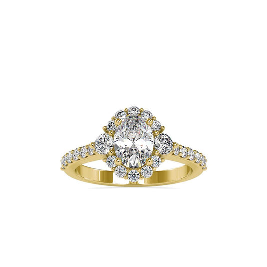 Oval shape Vintage Halo Diamond Engagement Ring