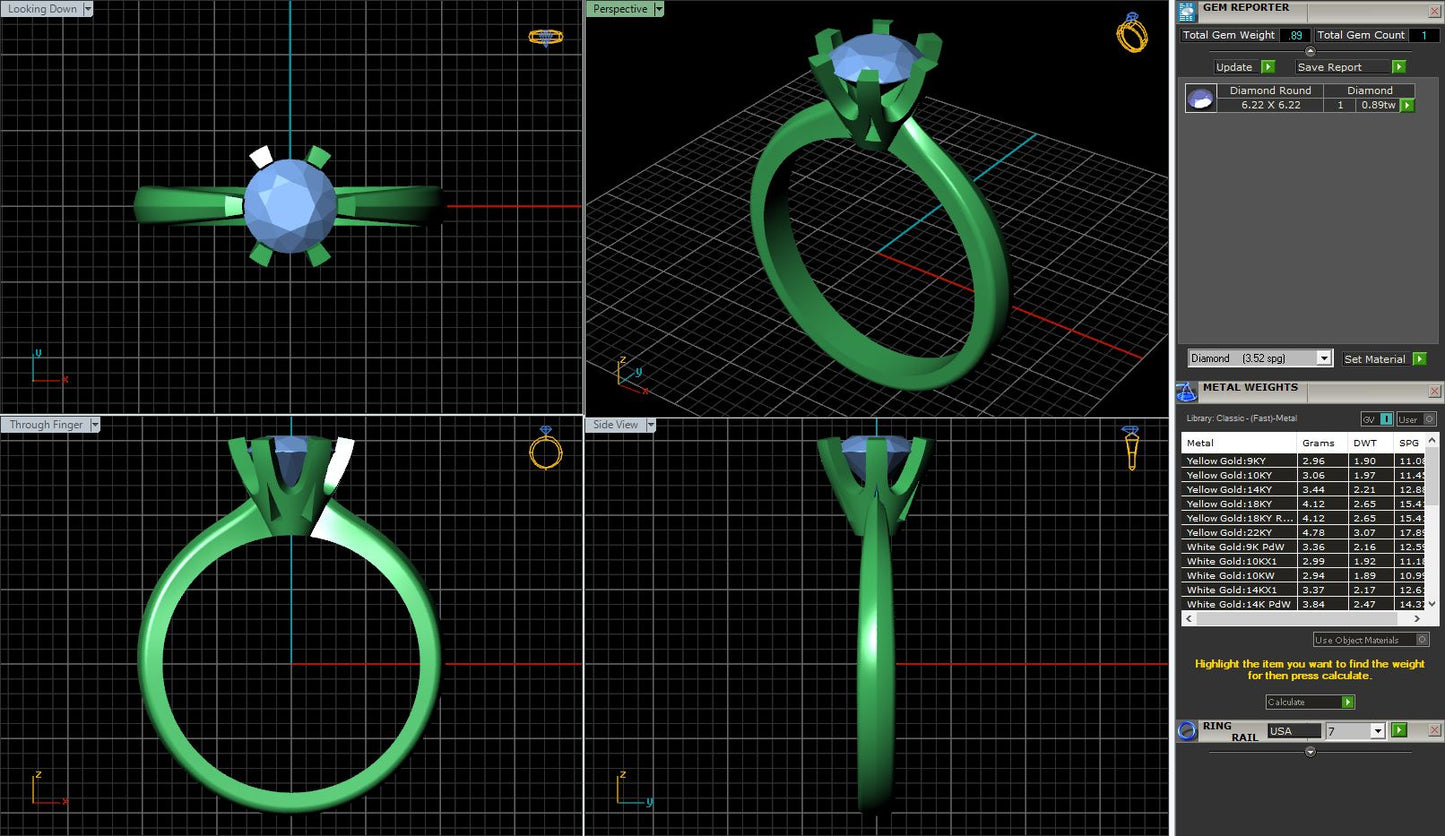 Petite 6 Prong Tapered Solitaire Engagement Ring