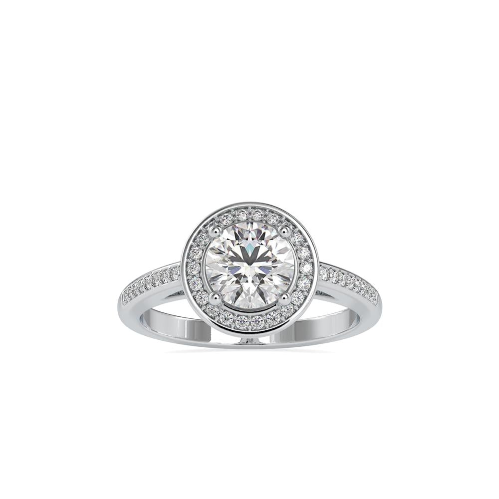 Round Halo Micropave Diamond Enagagement Ring