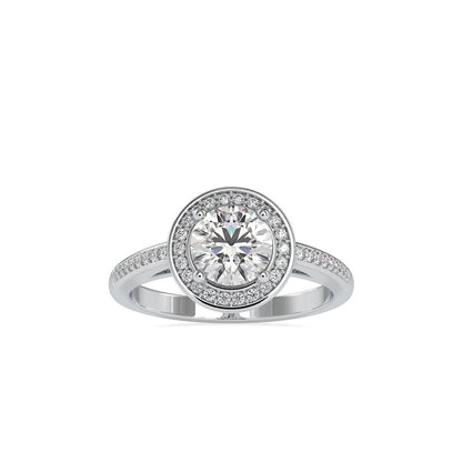 Round Halo Micropave Diamond Enagagement Ring