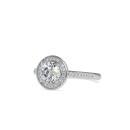 Round Halo Micropave Diamond Enagagement Ring