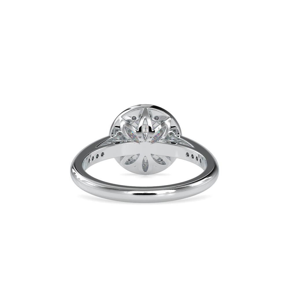 Round Halo Micropave Diamond Enagagement Ring