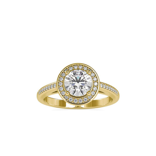 Round Halo Micropave Diamond Enagagement Ring