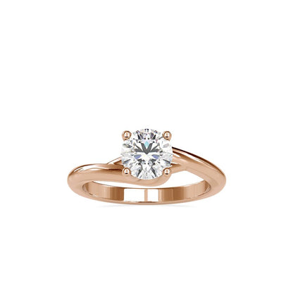 Swirl Bypass Solitaire Diamond Engagement Ring