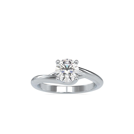 Swirl Bypass Solitaire Diamond Engagement Ring