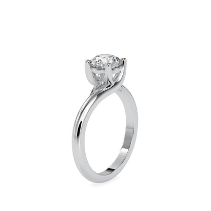 Swirl Bypass Solitaire Diamond Engagement Ring