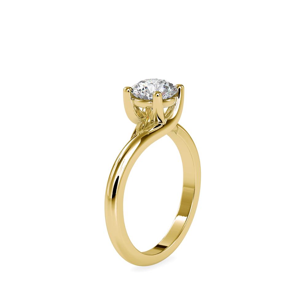 Swirl Bypass Solitaire Diamond Engagement Ring
