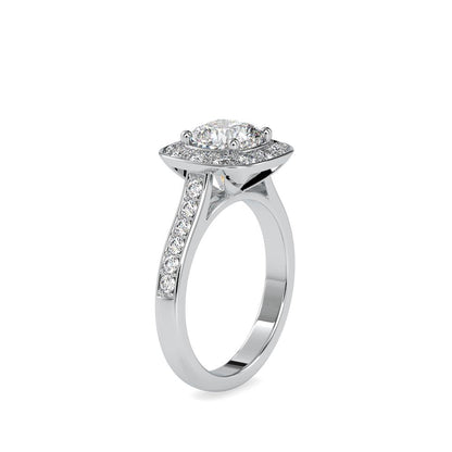 Vintage Cushion Halo Diamond Engagement Ring