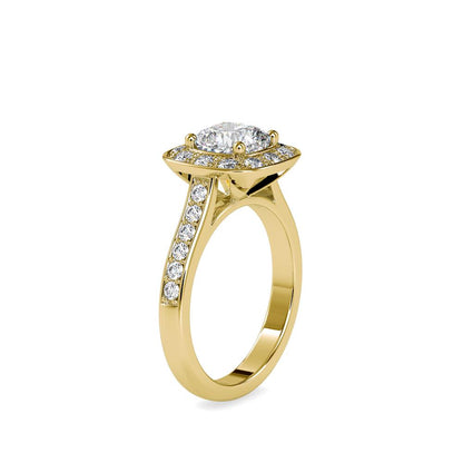 Vintage Cushion Halo Diamond Engagement Ring