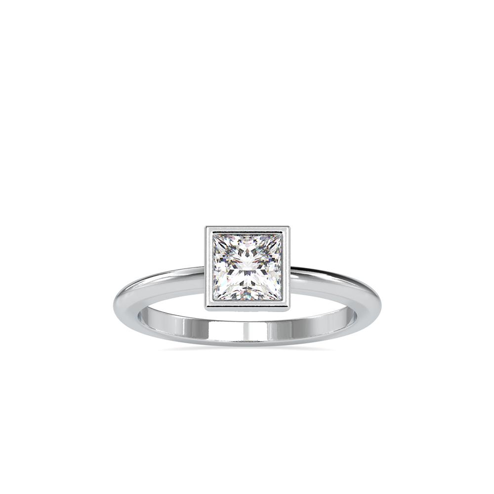 Princess Bezel Set Petite Engagement Ring