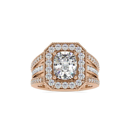 Vintage Halo Cushion Diamond Engagement Ring