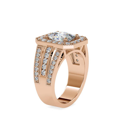 Vintage Halo Cushion Diamond Engagement Ring