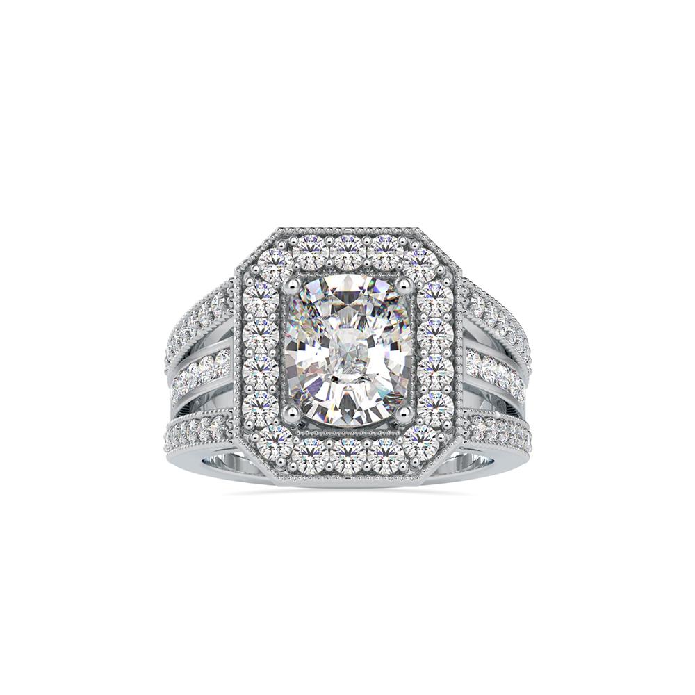 Vintage Halo Cushion Diamond Engagement Ring