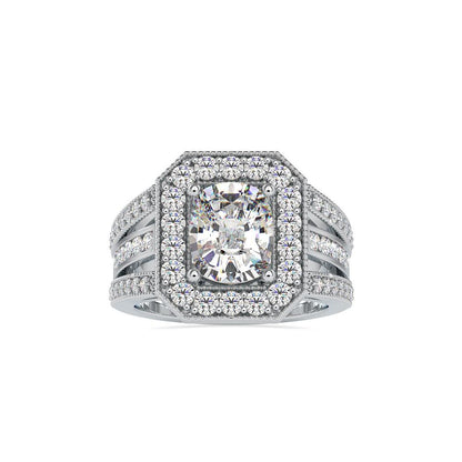Vintage Halo Cushion Diamond Engagement Ring