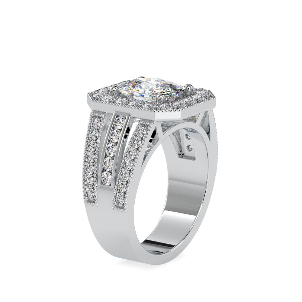 Vintage Halo Cushion Diamond Engagement Ring