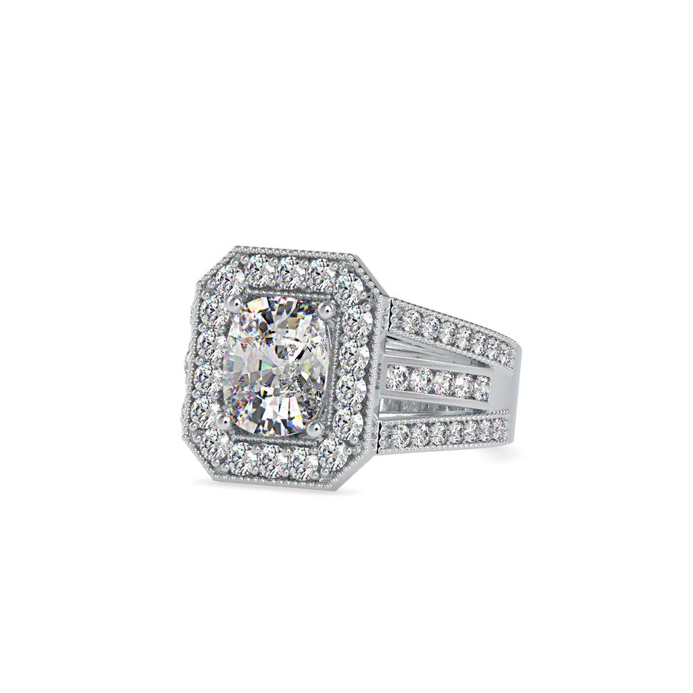 Vintage Halo Cushion Diamond Engagement Ring
