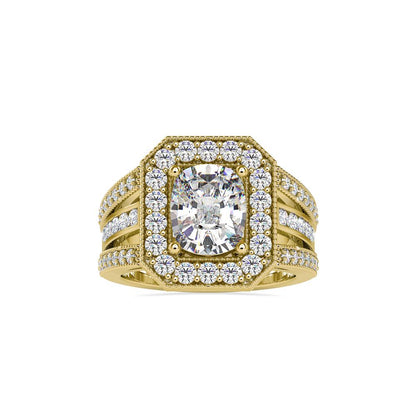 Vintage Halo Cushion Diamond Engagement Ring