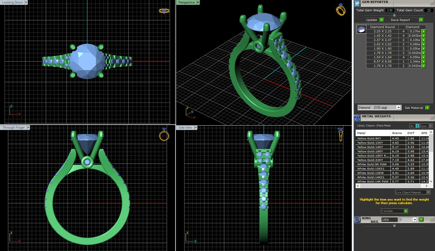 Round 4 Prong Tapered Diamond Engagement Ring