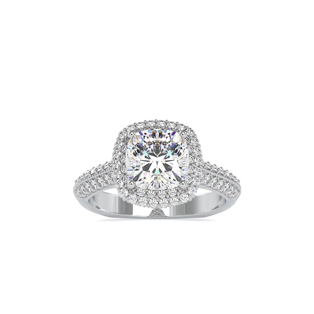Vintage Cushion Halo Diamond Engagement Ring