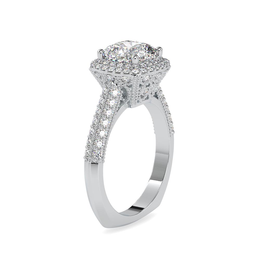 Vintage Cushion Halo Diamond Engagement Ring